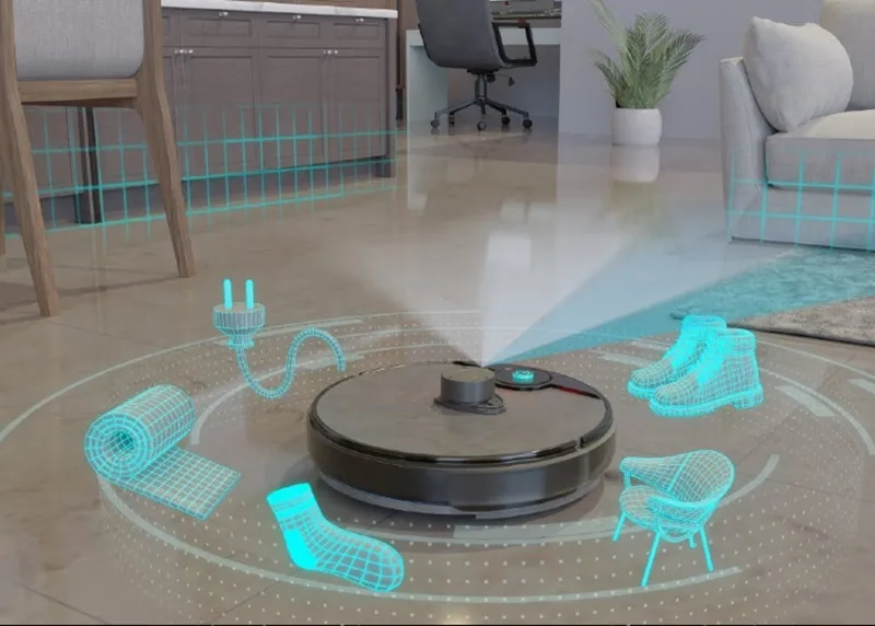 Hệ thống cảm biến Laser LiDAR và Camera AI hỗ trợ robot định vị và né vật cản chính xác.