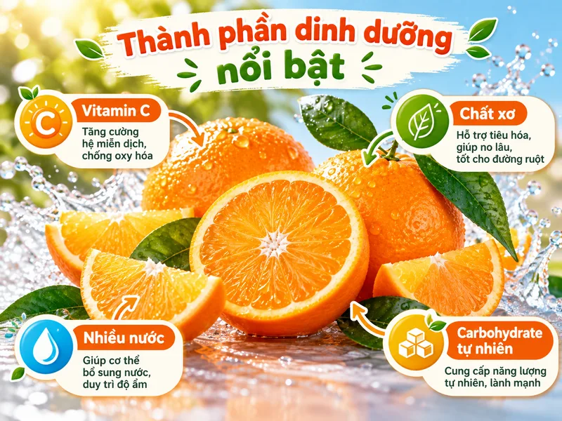 Cam cung cấp vitamin C, chất xơ và nhiều nước cho cơ thể